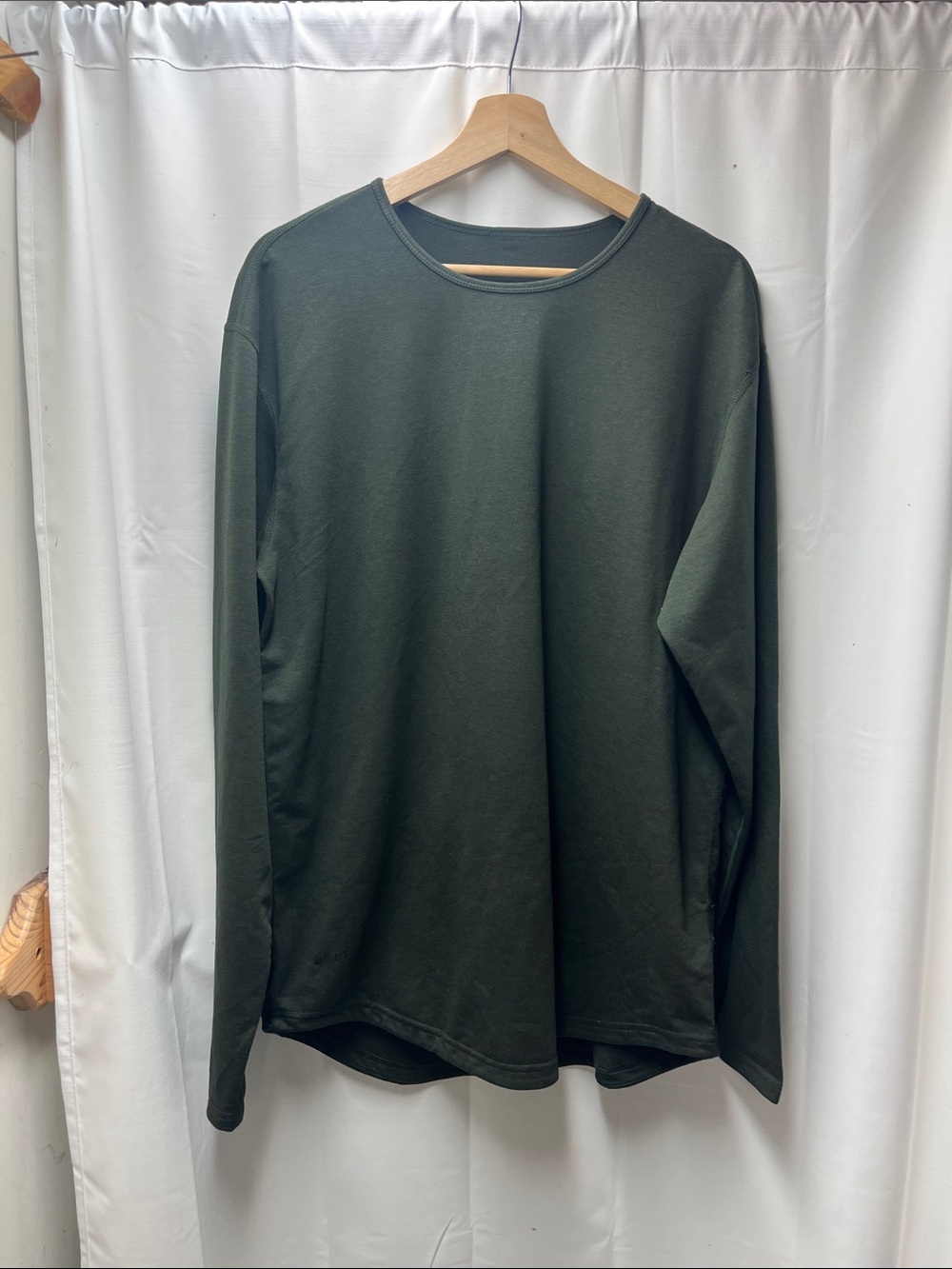 BYLT Dark Olive Drop-Cut Long Sleeve LUX Athletic Shirt- L